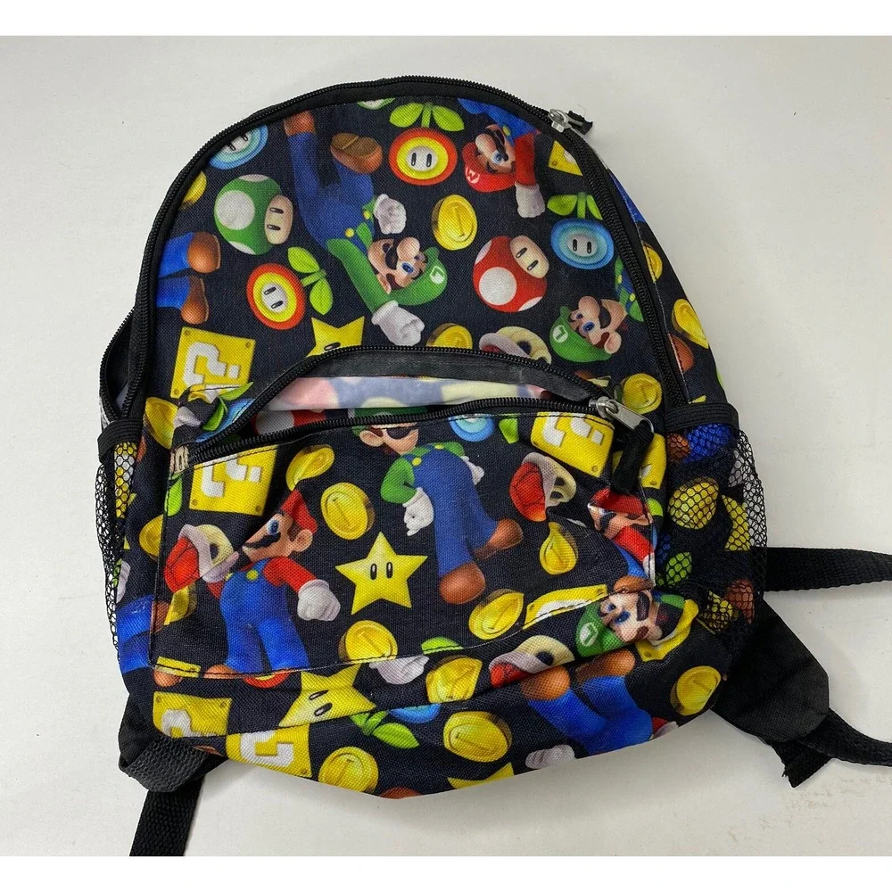 Super Mario Bros Nintendo Kids Backpack Mario Luigi Coins All Over Print 2017
